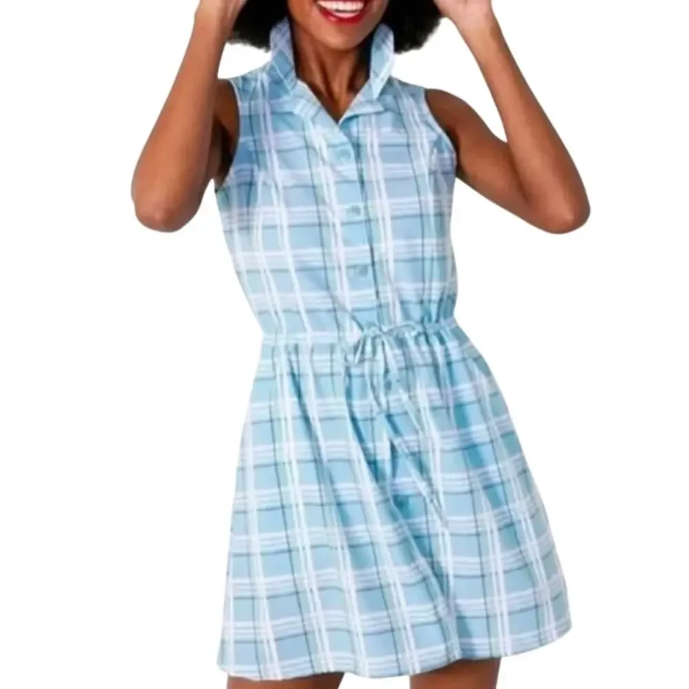 Byrdie Golf Social Plaid Mini Shirt Dress Size M - Picture 2 of 8